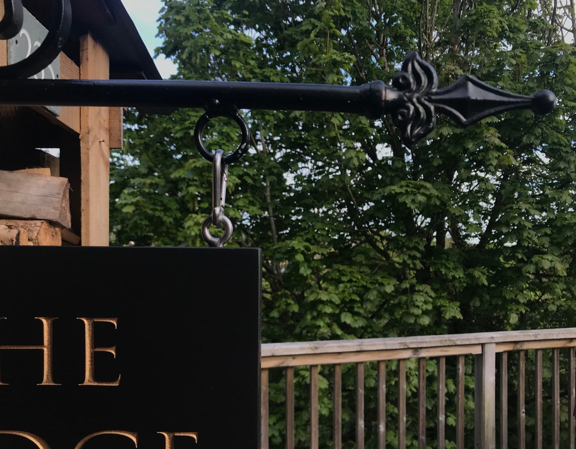 Double Sided Hanging Slate House Sign with Wrought Iron Steel Etsy