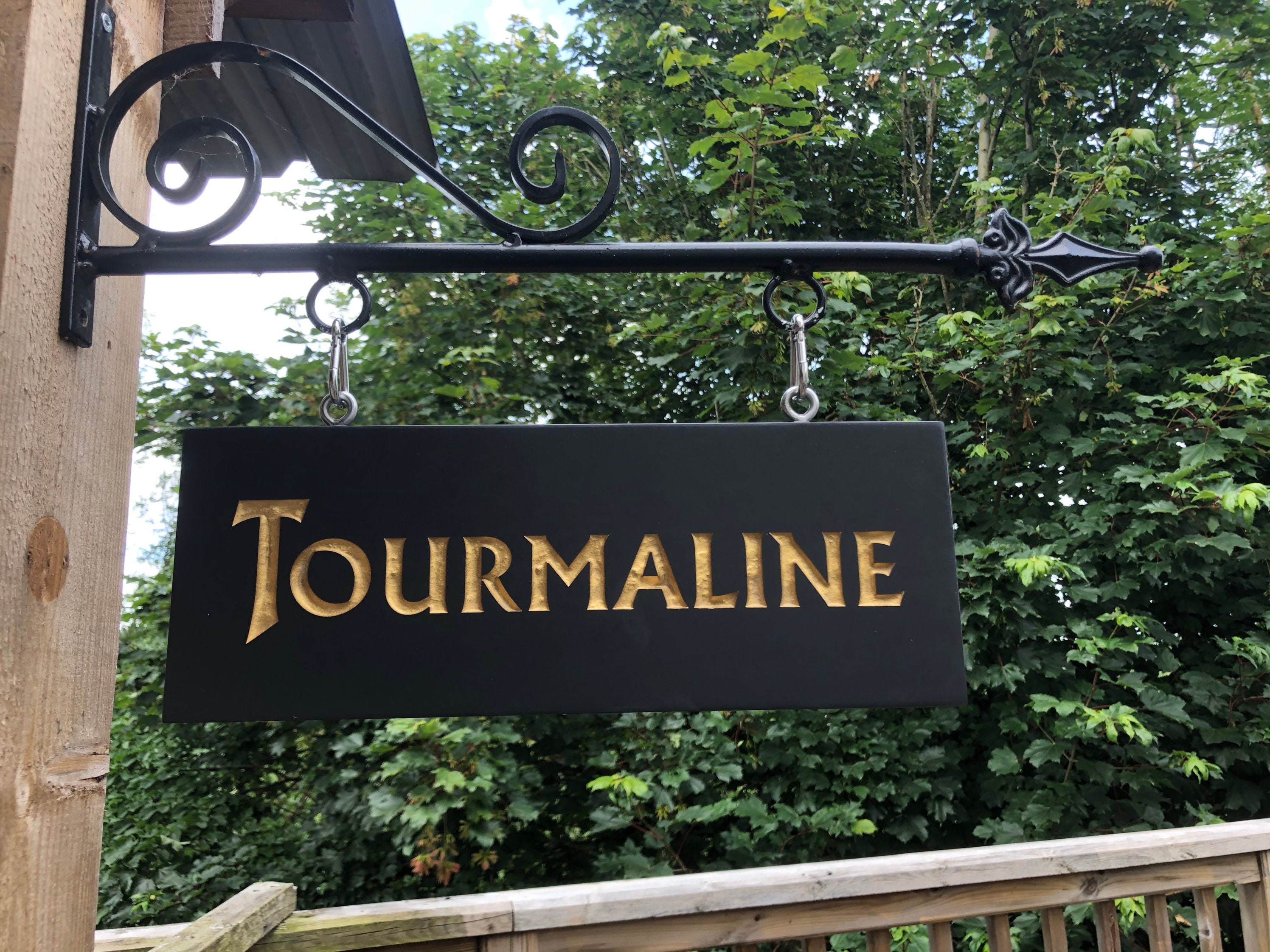 Double Sided Hanging Slate House Sign with Wrought Iron Steel Etsy