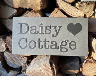 Engraved Slate House Sign: Heart Design, Handmade in Scotland
