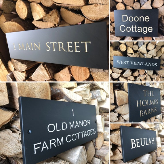 Natural Slate House Signs 20mm Thick Deep Engraved & Painted by Hand Various Sizes Available