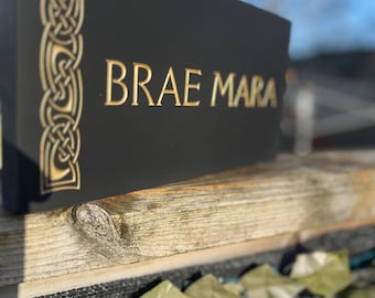 Personalised Deep Engraved Slate House Sign - 20mm Thick - Celtic Design - Various Sizes