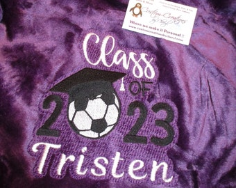 Soccer Class of 2023, Personalized Throw Blanket, Personalized Graduation Gift, Personalized Senior Throw,  Personalized Sr Blanket, Sr
