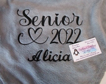 Senior Heart 2023, Personalized Throw Blanket, 50 x 60 Mink Blanket, Personalized Graduation Gift, Personalized Senior Throw