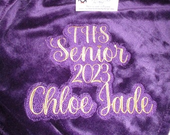 School Senior 2023, Personalized Throw Blanket, 50 x 60 Mink Blanket, Personalized Graduation Gift, Personalized Senior Throw