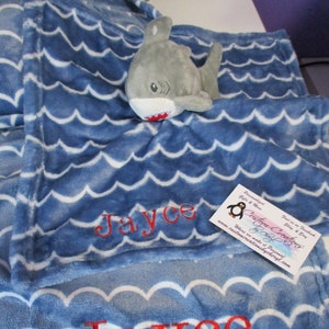 Shark Personalized Security Blanket Set, Whale Personalized Security Blanket, Ocean Theme Nursery, Any Name & thread Color EMBROIDERED