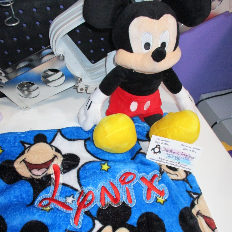 With Name Custom Mickey Mouse Baby Blanket, Personalized Name