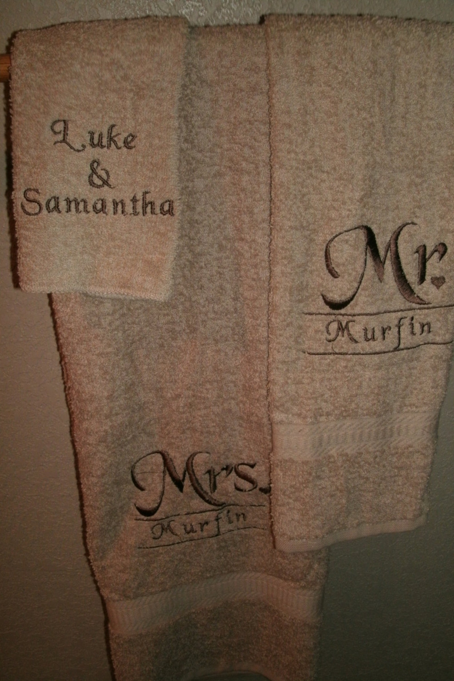 Mr Mrs Name Heart Personalized 3 Piece Bath Towel Hand Towel Etsy