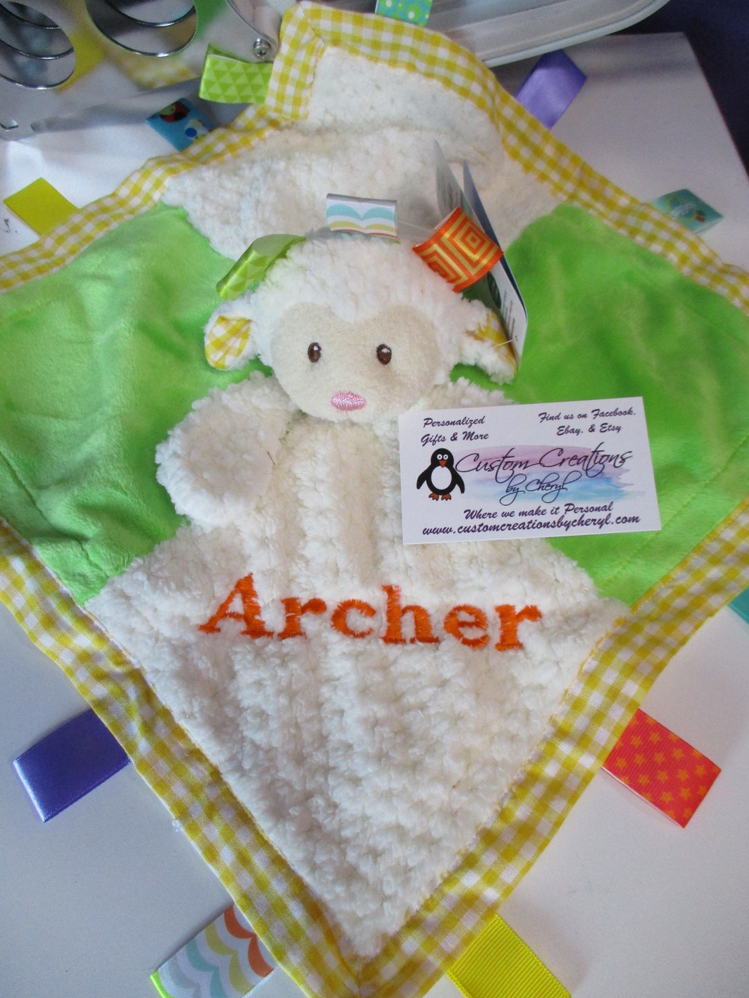 Custom Lamb Taggie Blanket, Personalized Lamb Security Blanket, Lamb Baby  Shower Gift, Personalized Lamb Any Name Color EMBROIDERED
