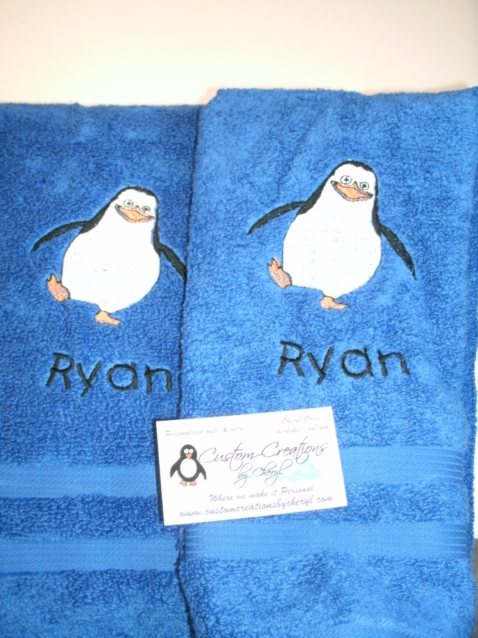 Penguin Penguins Personalized Kitchen Dish Hand Towels 2 Piece Etsy