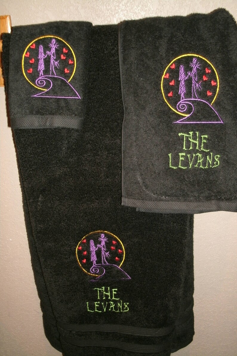 Nightmare Jack Sally Sketch Personalized 3 Piece Bath Towel Set