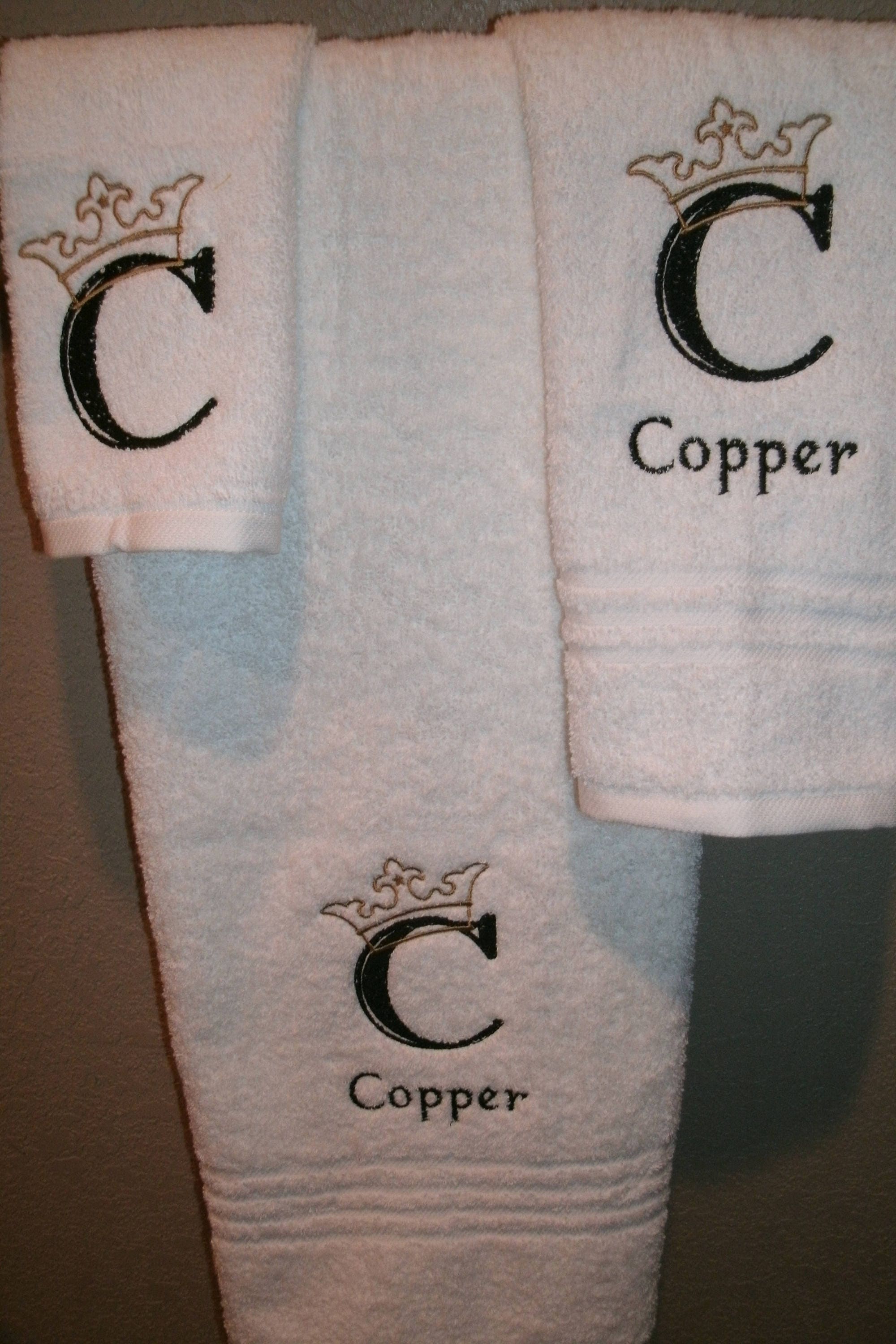 Personalized Monogram Scroll 3-Piece Bath Towel Set - Any Color, 100% Cotton - View #4