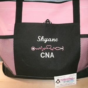 CafePress RN Heart Pink Stethoscope Tote Bag - Natural Canvas Reusable Shopping Bag, Two Sizes - View #13