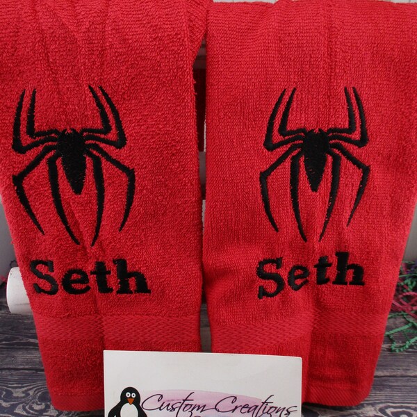 Spider Logo Personalized Hand  Dish Hand Towels 2 Piece Set ANY COLOR