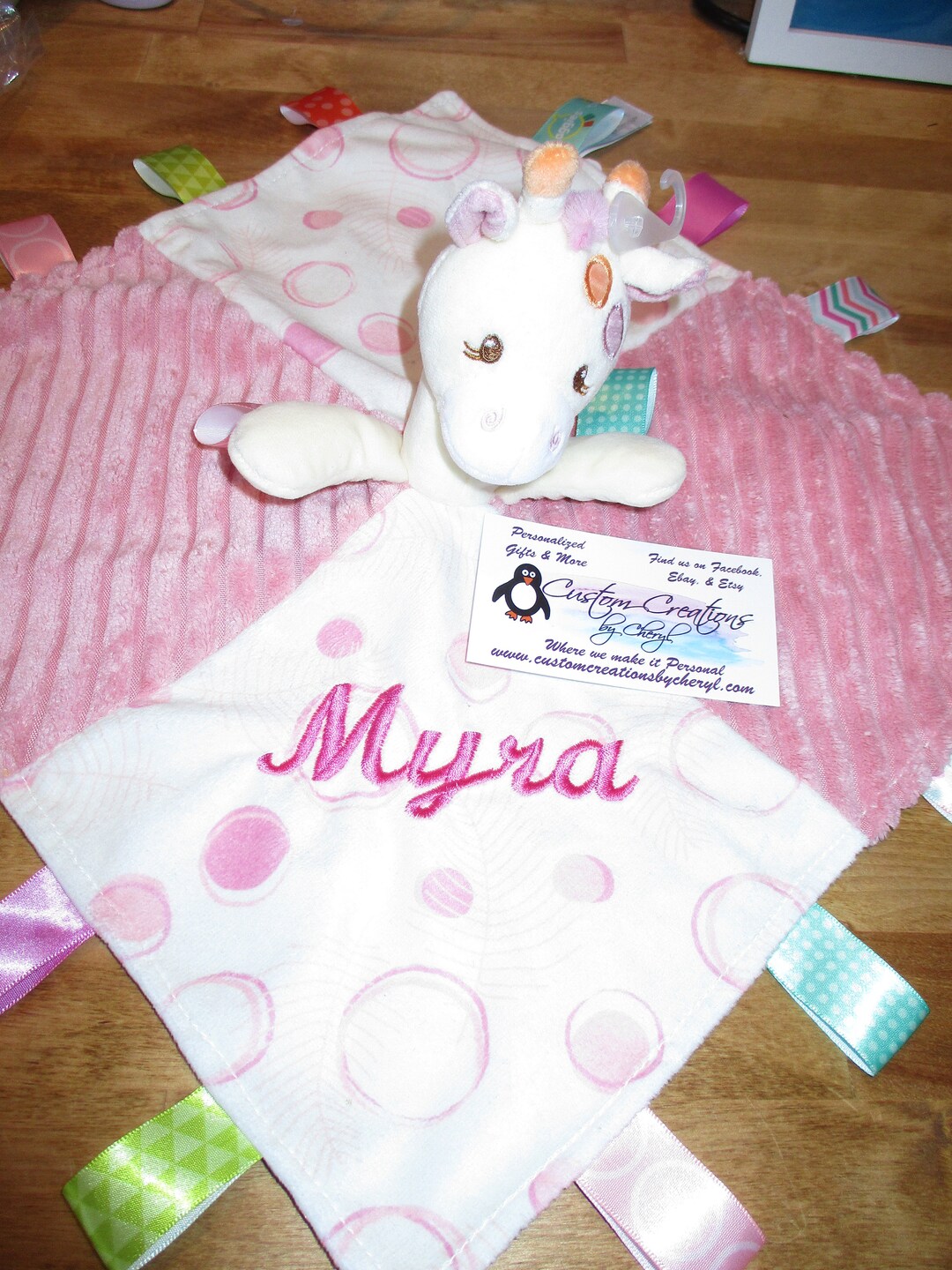Personalized Giraffe Taggie Security Blanket, Personalized Giraffe