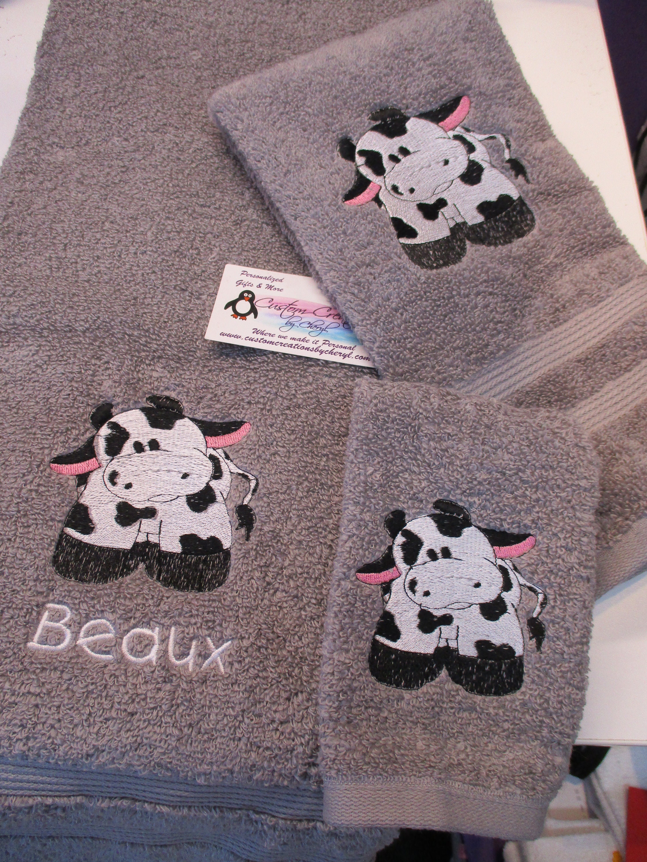 Cow Farm Personalized Bath towel Hand Towel & washcloth Etsy 日本