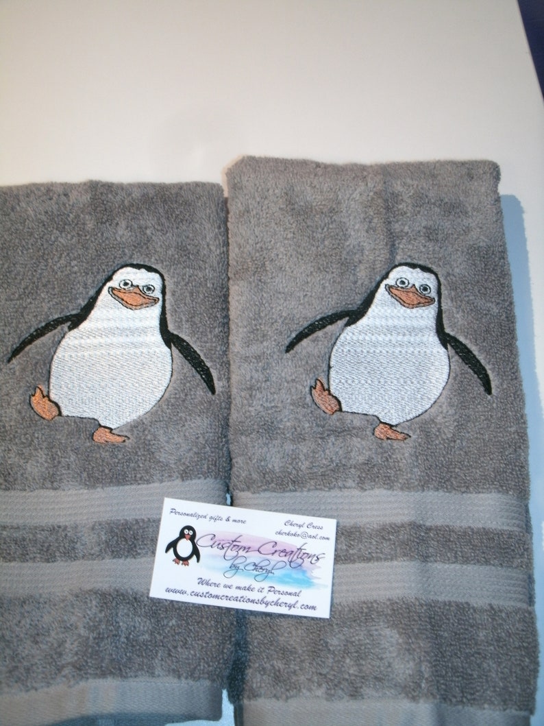 Penguin Penguins Personalized Kitchen Dish Hand Towels 2 Piece Etsy