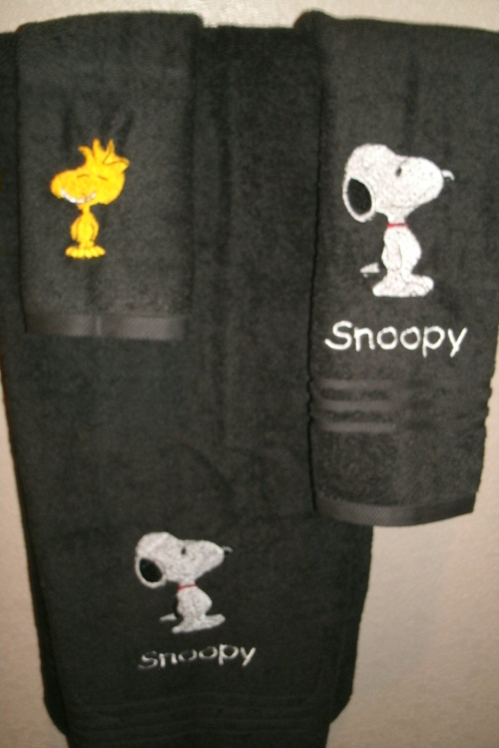 Snoopy Personalized 3 piece Bath set Bath Hand Washcloth Etsy