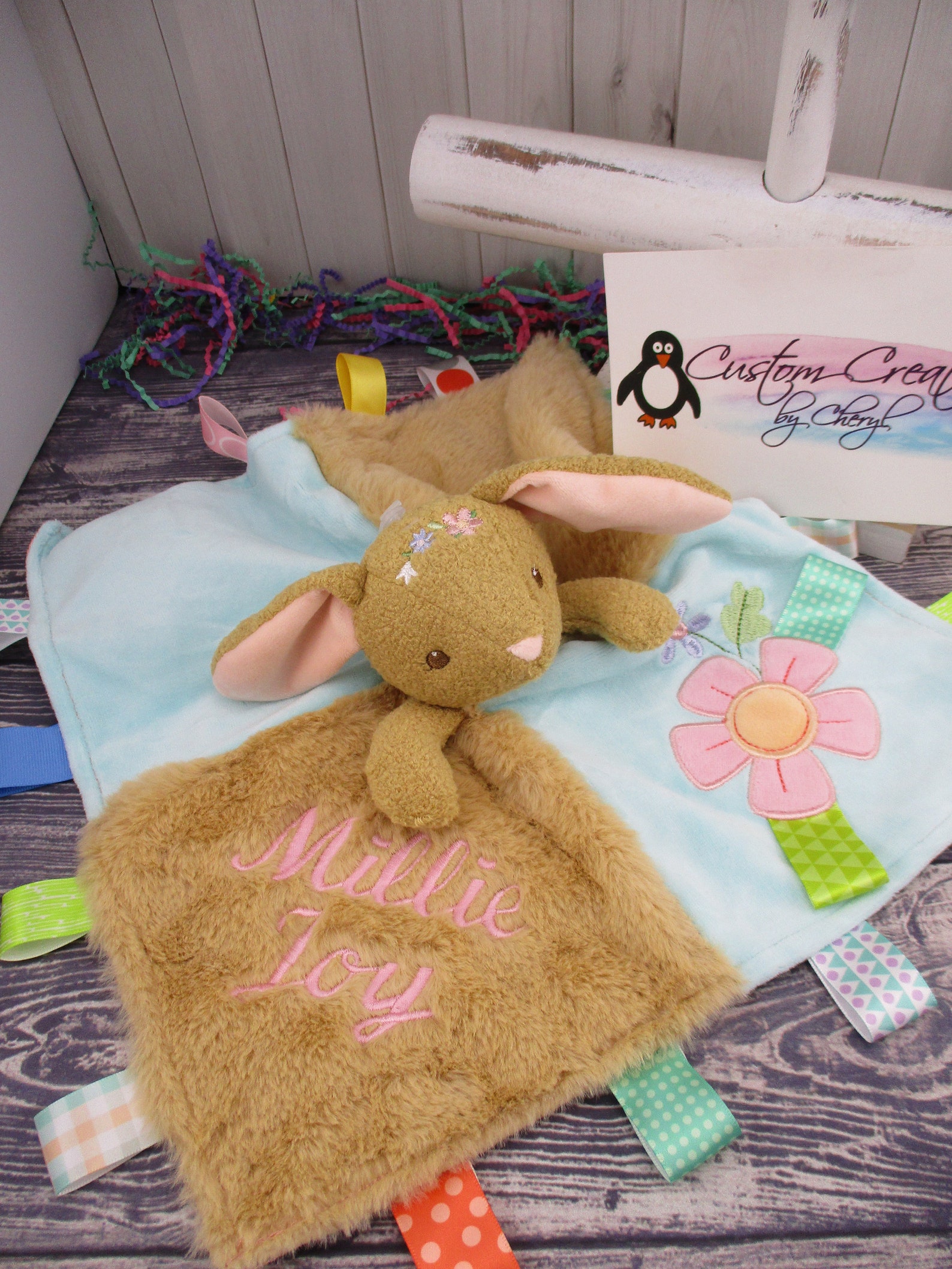 Bunny Rabbit Taggie Personalized Animal Security Blanket Etsy