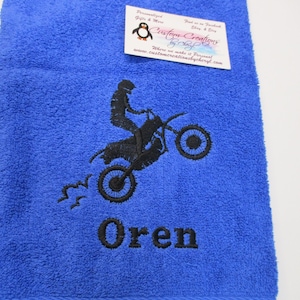 Personalized Motocross Dirt Bike Bath Towel, Personalized Dirt Bike Bath Towel, Dirt Bike bathroom, Personalized Towel, Monogrammed