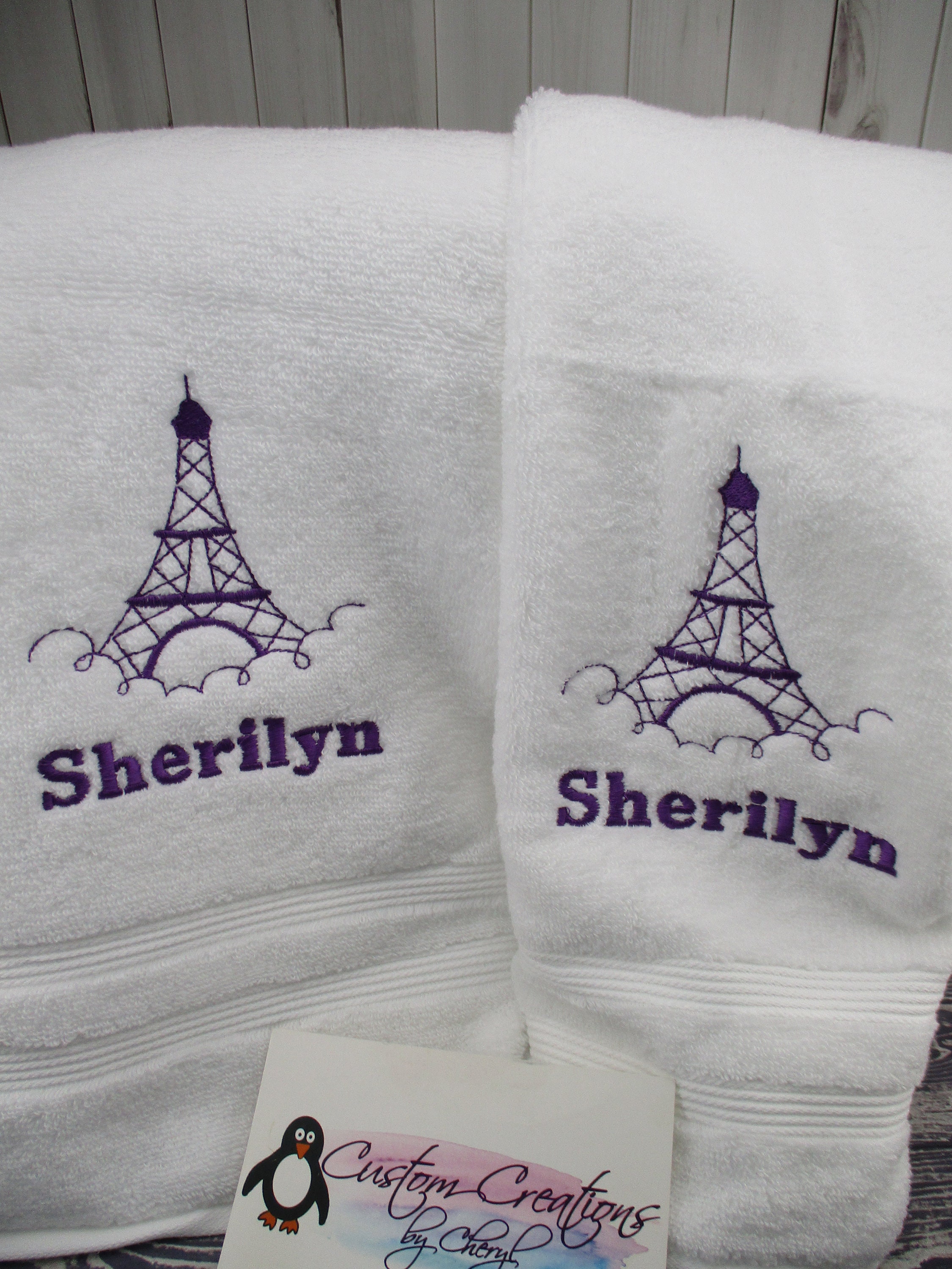 Eiffel Tower Personalized Hand Towels Dish Towels Kitchen Towels 2