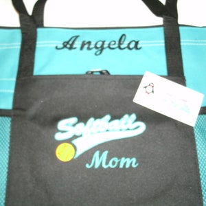 Softball Mom Swoosh Personalized Personalized Softball Tote Bag Personalized Tote bag ... Great Sports Fan Gift Idea !!