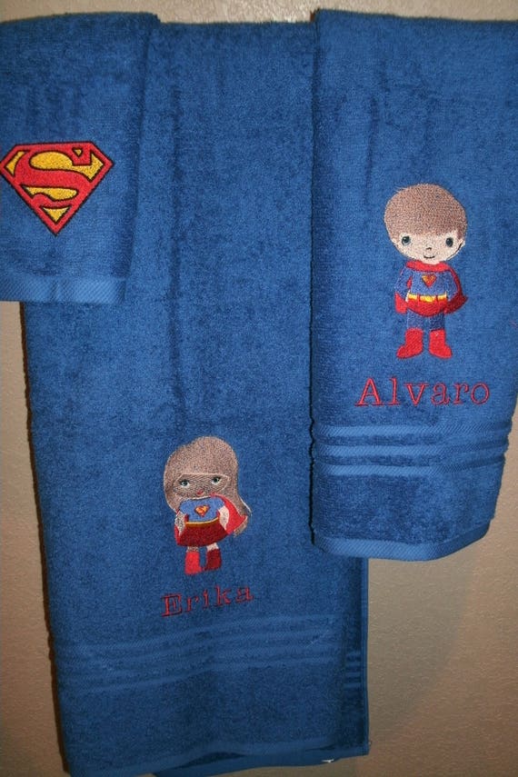 Supergirl Logo Personalized 3 Piece Bath Towel Set Superhero Towels
