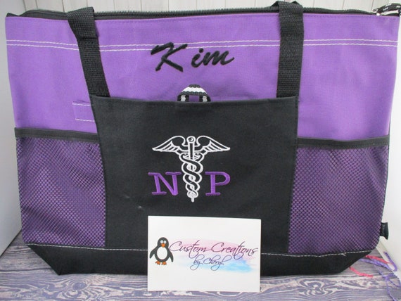 NP Caduceus Logo Nurse Personalized Nurse Practitioner Tote Bag