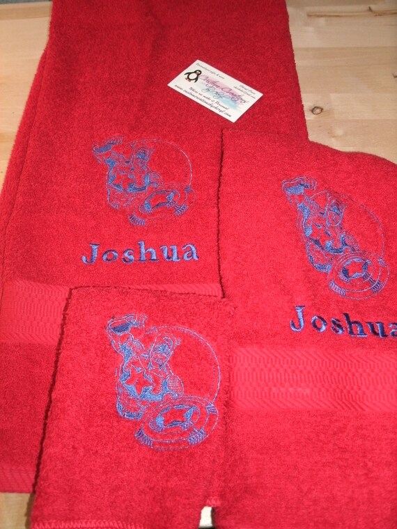 Mermaid Nautical Outline Personalized 3 Piece Bath Towel Set Any Color Choice