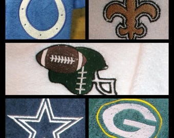 Custom Football Towel Set, Personalized Football Towel Set, Embroidered Football Towel Set, 3 piece Football bath, hand towel, & washcloth