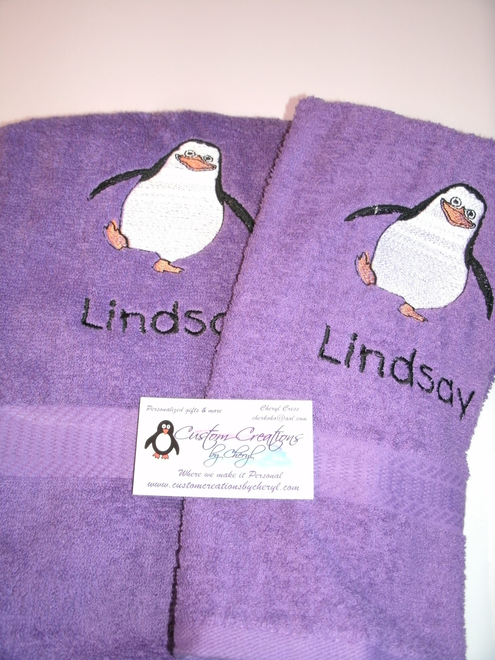 Penguin Penguins Personalized Kitchen Dish Hand Towels 2 Piece Etsy