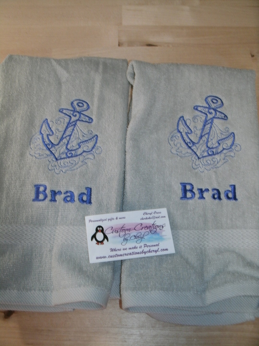 Custom Nautical Anchor Bathroom Navy Blue Coral Bath Towel Set