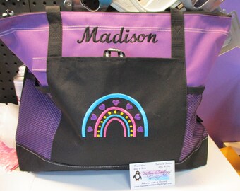 Personalized Heart Boho Rainbow Personalized Tote Bag Personalized Tote bag ... Great Boho Gift Idea !!