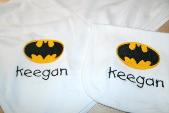 Batman Logo Personalized Baby Toddler Infant Blanket /& Bib