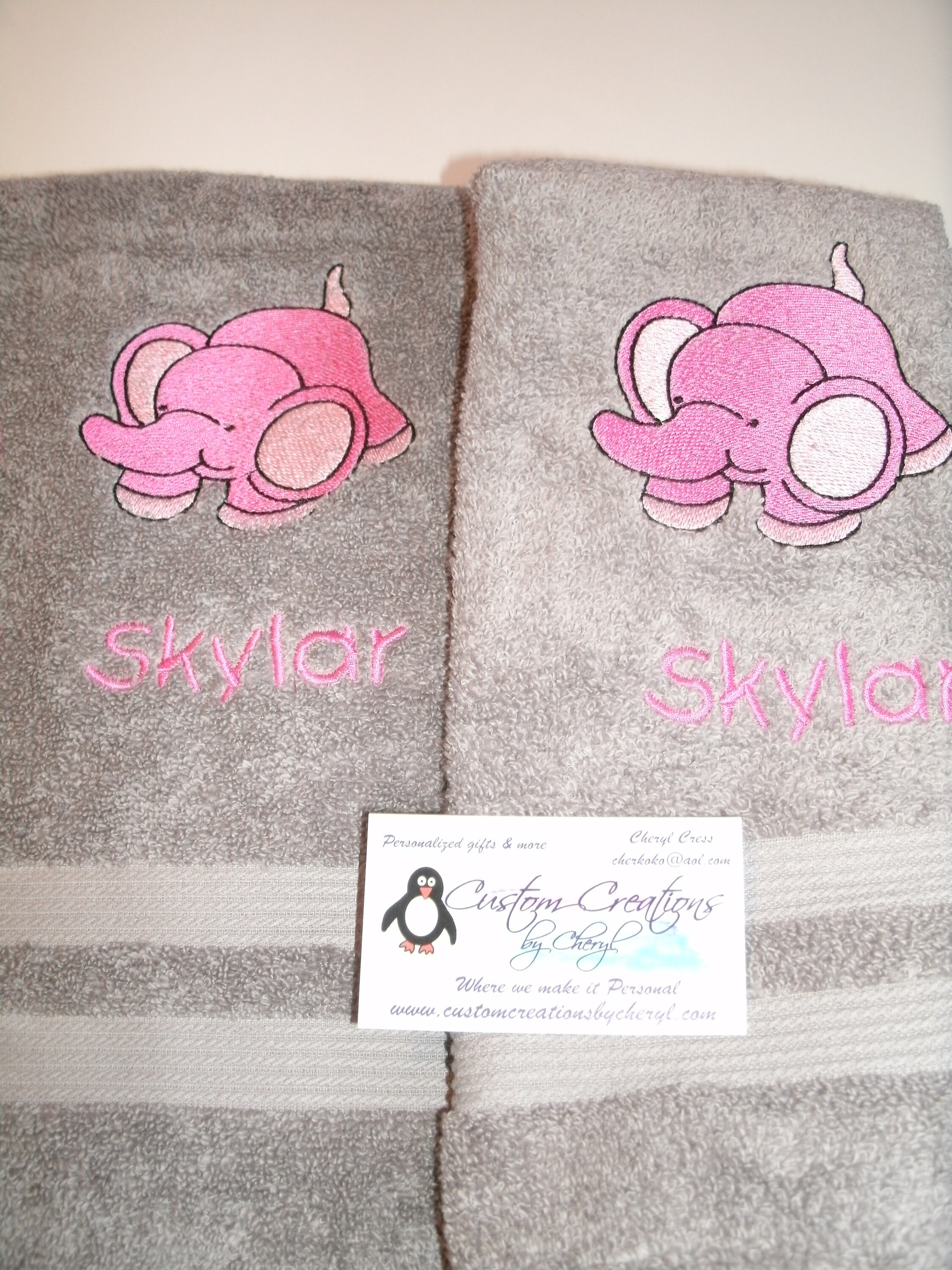 Elephant Personalized Kitchen Dish Hand Towels 2 Piece Set ANY Etsy UK