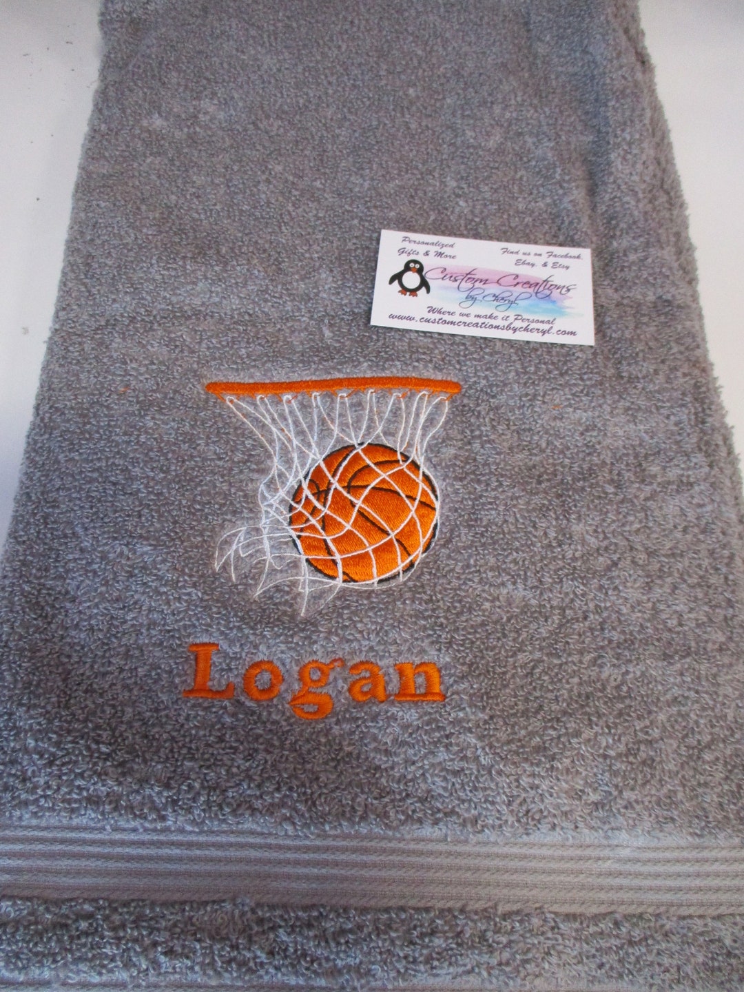 Basketball Hoop Personalized Bath Towel, Personalized Sports Fan Towel