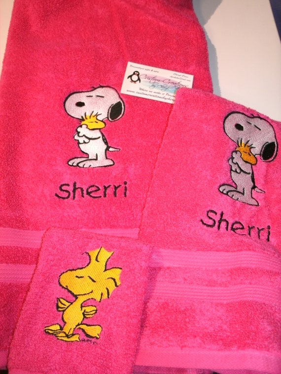 Snoopy Joe Cool Personalized 3 Piece Bath Towel Set Any Color Choice