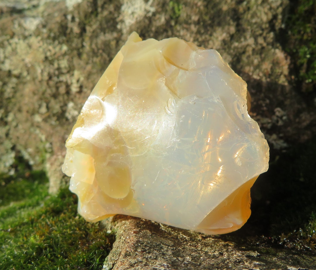 Lovely XL Yellow Fire Opal 4,5cm Ca. 52 Grams Stone Psy Hippie Goa Deco