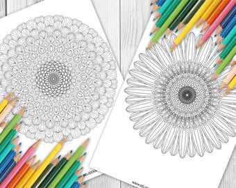 Dahlia and Ganazia Flower Mandalas - Two-Page Digital Colouring Pack