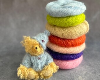 Ursinho de pelúcia Mohair: roupas de malha, presente de bicho de pelúcia