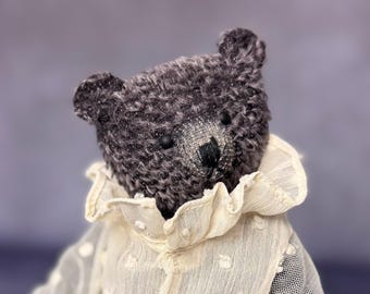 OOAK Mohair Teddy Bear, Collectible Artist Bear,  Gray 21 cm / 8.3 inches