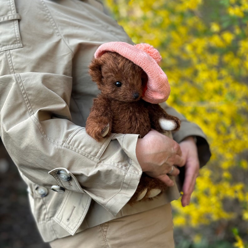 Baby Bear 30 cm 11.81in. Brown teddy bear Hand made teddy bear stuffed teddy bear mohair bear gift for Mom image 1