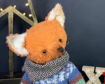 Zorro de peluche hecho a mano: peluche coleccionable de viscosa (24 cm)