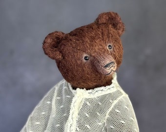 Сhocolate colour teddy bear Cora 23 cm (9.06in.) Like a vintage teddy bear hand made ooak teddy bear brown teddy bear