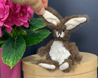 Artist rabbit/bunny 10 cm (3.94in.) Hand made Artist Bunny Alpaca Rabbit OOAK  Easter gift bunny