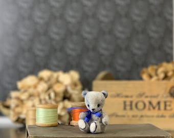 Miniature teddy bear 2.36 in  (6.0 cm)  for you or your doll light gray tiny bear mini teddy bear Artist teddy bears Hand made teddy bears