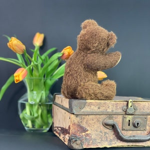 Very old brown teddy bear 9.84in. mohair Artist teddy bear OOAK teddy Easter gift teddy image 4