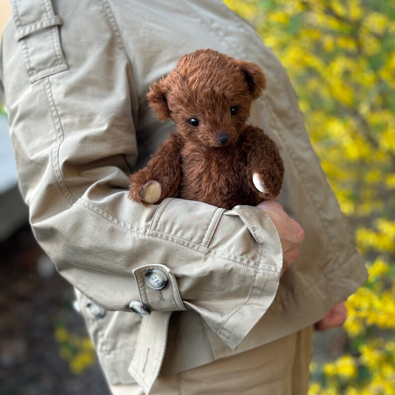 Baby Bear 30 cm 11.81in. Brown teddy bear Hand made teddy bear stuffed teddy bear mohair bear gift for Mom image 5