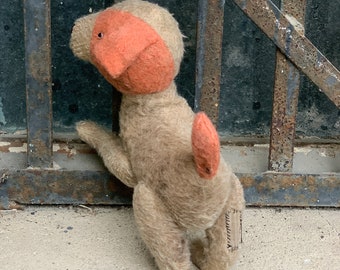 Adorable Vintage Mohair Straw Filled Terrier Dog Toy With Glass Eyes Hand Made