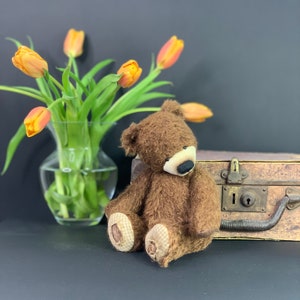 Very old brown teddy bear 9.84in. mohair Artist teddy bear OOAK teddy Easter gift teddy image 7