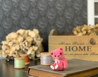 Miniature teddy bear 2.36 in  (6.0 cm)  for you or your doll pink mini teddy bear Artist teddy bears Hand made teddy bears Tiny Bears